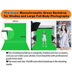 YAYOYA Green Screen Backdrop 10x20ft for Photography, Chromakey Green Screen Green Muslin Background, Large Seamless Green Photo Backdrop Background Cloth for Meeting YouTube Video Streaming Gaming