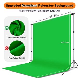 YAYOYA Green Screen Backdrop 10x20ft for Photography, Chromakey Green Screen Green Muslin Background, Large Seamless Green Photo Backdrop Background Cloth for Meeting YouTube Video Streaming Gaming