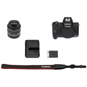 Canon EOS M50 Mark II Mirrorless Digital Camera with 15-45mm Lens + 64GB Card, Tripod, Case,(20pc Bundle) (Renewed)