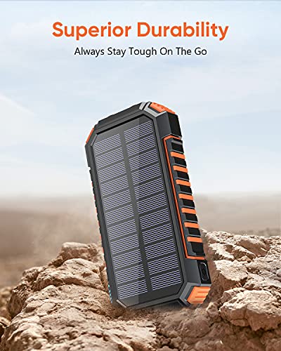 Riapow Solar Power Bank 26800mAh, Wireless Portable Charger Fast Charge 3.0A Solar Charger External Battery with 4 Outputs & Flashlight Phone Chargers for Phone, Tablet and Camping Outdoors