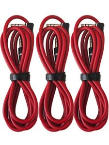 3.5mm 800 aux cable cord for dr dre headphones monster solo beats studio 1.2m audio right angle male to male studio stereo 90 degree right angle can connect any of your port equipped. (3 packs) (red)