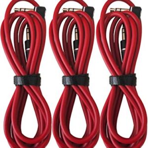 3.5mm 800 AUX Cable Cord for Dr Dre Headphones Monster Solo Beats Studio 1.2m Audio Right Angle Male to Male Studio Stereo 90 Degree Right Angle can Connect Any of Your Port Equipped. (3 Packs) (Red)