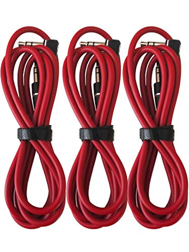 3.5mm 800 AUX Cable Cord for Dr Dre Headphones Monster Solo Beats Studio 1.2m Audio Right Angle Male to Male Studio Stereo 90 Degree Right Angle can Connect Any of Your Port Equipped. (3 Packs) (Red)