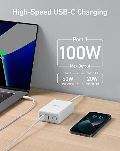 Anker USB C 120W, 547 Charger, PowerPort III 4-Port Charging Station for MacBook Pro/Air, iPhone 13/13 Mini / 13 Pro / 13 Pro Max / 12, Galaxy, Pixel 4/3, iPad, iPad Mini, and More