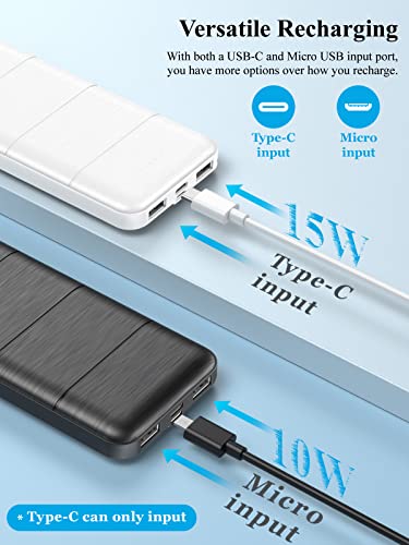 Portable-Charger-Power-Bank - 2 Pcs 15000mAh Dual USB Power Bank Output 5V3.1A Fast Charging Portable Charger Compatible with Smartphones and All USB Devices