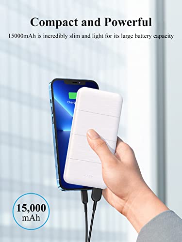 Portable-Charger-Power-Bank - 2 Pcs 15000mAh Dual USB Power Bank Output 5V3.1A Fast Charging Portable Charger Compatible with Smartphones and All USB Devices