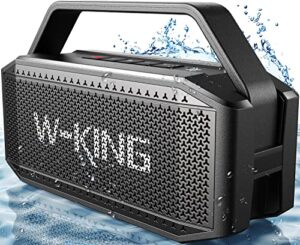 w-king portable loud bluetooth speakers with subwoofer, 60w (80w peak) outdoor speakers bluetooth wireless waterproof speaker, heavy bass/v5.0/40h play/power bank/tf card/aux/nfc/eq, large for party