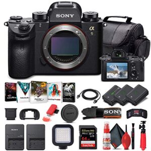 sony alpha a9 ii mirrorless digital camera (body only) (ilce9m2/b) + 64gb memory card + 2 x np-fz100 battery + corel photo software + case + external charger + card reader + led light + more (renewed)