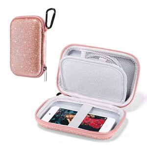 ulak mp3 mp4 player case bag compatible with ipod touch 7th/6th/5th generation/soulcker/sandisk mp3 player/g.g.martinsen/sony nw-a45 fit for earphones, usb cable, memory cards, glitter