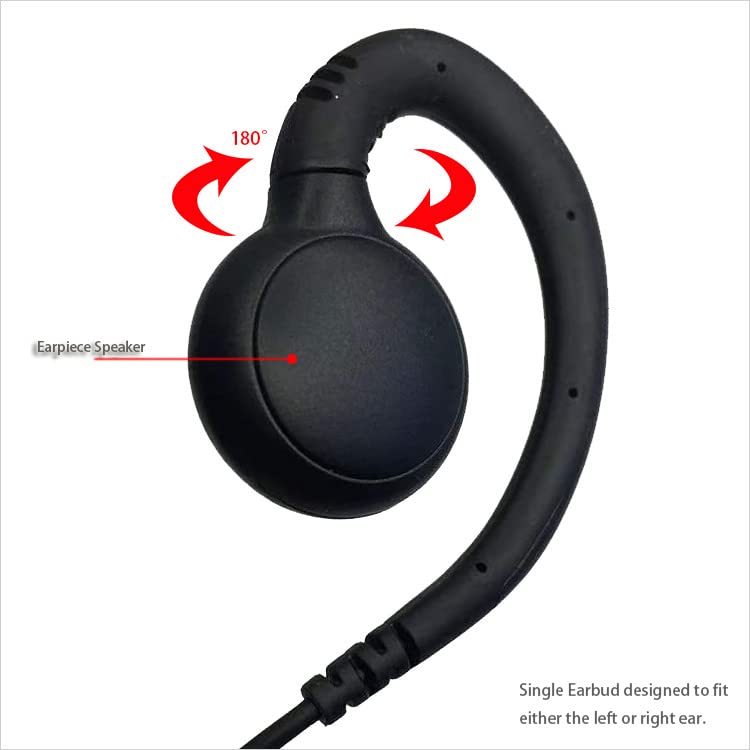 MONICONA C Shape Ear Hook Earphone Headset PTT Mic for Motorola CLP1010e CLP1040e CLPe446 CLP446e Radio