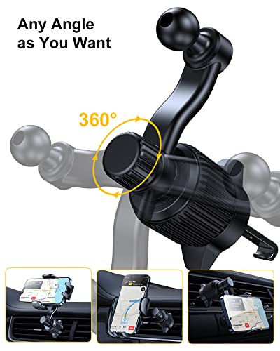 Rorhxia Car Vent Phone Mount, [Never Blocking Vent, Enjoy The Comfort of The A/C] Hands-Free Universal Extension Clip Air Vent Phone Holder Car Fit for All Phones iPhone Samsung More