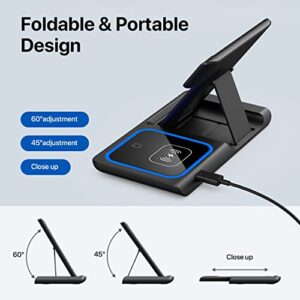 Wireless Charger, 3 in 1 Wireless Charging Station, Fast Wireless Charger Stand for iPhone 14/13/12/11/Pro/Max/XS/XR/X/8/Plus, for Apple Watch 8/7/6/5/4/3/2/SE, for AirPods 3/2/Pro(Black)