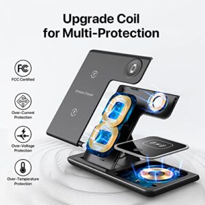 Wireless Charger, 3 in 1 Wireless Charging Station, Fast Wireless Charger Stand for iPhone 14/13/12/11/Pro/Max/XS/XR/X/8/Plus, for Apple Watch 8/7/6/5/4/3/2/SE, for AirPods 3/2/Pro(Black)