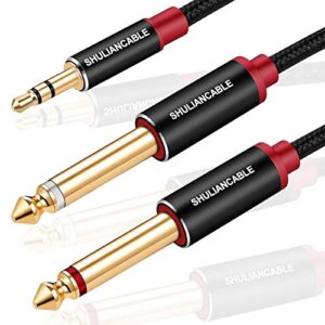 shuliancable 3.5mm 1/8″ trs to dual 6.35mm 1/4″ ts cable, mono stereo y-splitter audio cable for iphone, ipod, multimedia speakers and home stereo,etc (6.6ft/2m)