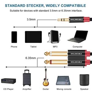 SHULIANCABLE 3.5mm 1/8" TRS to Dual 6.35mm 1/4" TS Cable, Mono Stereo Y-Splitter Audio Cable for iPhone, iPod, Multimedia Speakers and Home Stereo,etc (6.6Ft/2M)