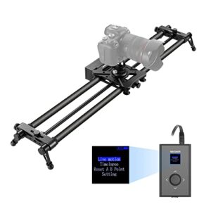 NEEWER Motorized Camera Slider, 39.4"/100cm Carbon Fiber Dolly Rail Slider with Remote Control, Support Video Mode, Time Lapse Photography, Horizontal, Tracking and 120° Panoramic Shooting (VS-100CC)