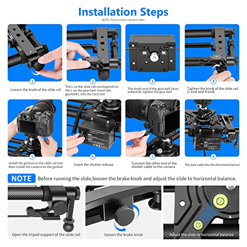 NEEWER Motorized Camera Slider, 39.4"/100cm Carbon Fiber Dolly Rail Slider with Remote Control, Support Video Mode, Time Lapse Photography, Horizontal, Tracking and 120° Panoramic Shooting (VS-100CC)