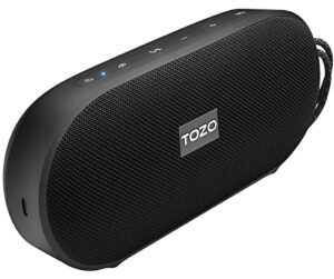tozo pa1 bluetooth speakers with 20w stereo sound, 25h playtime, ipx7 waterproof portable wireless speakers with eq mode app control, dual pairing two speakers for home, outdoor travel, black
