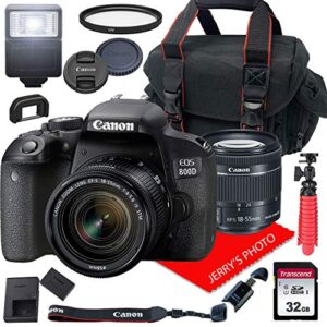 canon eos 800d / rebel t7i dslr camera w/canon ef-s 18-55mm f/4-5.6 is stm zoom lens + case + 32gb sd card (15pc bundle) (renewed)