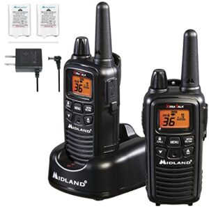 midland – lxt600vp3, 36 channel frs two-way radio – up to 30 mile range walkie talkie, 121 privacy codes, noaa weather scan + alert (pair pack) (black)