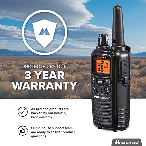 Midland - LXT600VP3, 36 Channel FRS Two-Way Radio - Up to 30 Mile Range Walkie Talkie, 121 Privacy Codes, NOAA Weather Scan + Alert (Pair Pack) (Black)