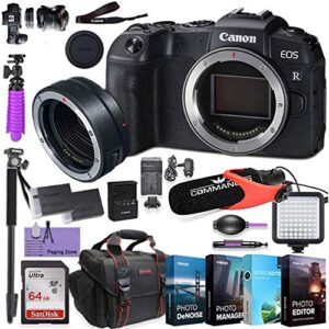 canon eos rp mirrorless digital camera (body only) and mount adapter ef-eos r kit bundled w/deluxe accessories like 4-pack photo editing software (renewed)