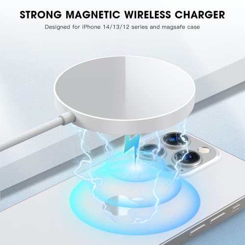 Magnetic Wireless Charger - Magnet Charging Pad Compatible with iPhone 14/14 pro/14 plus/14 pro max/ 13/13 pro/13 pro max/12 pro max - Mag-Safe Charger for AirPods 3/2/Pro with USB-C 20W PD Adapter