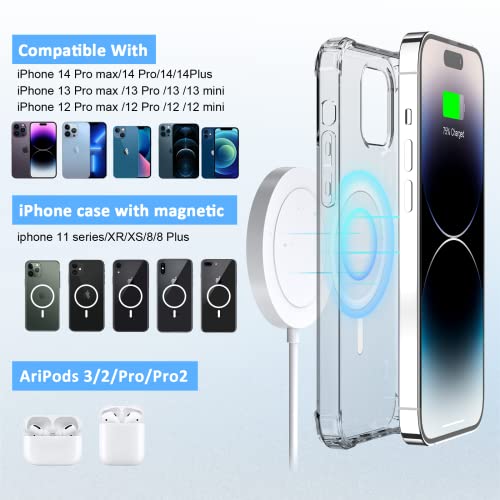 Magnetic Wireless Charger - Magnet Charging Pad Compatible with iPhone 14/14 pro/14 plus/14 pro max/ 13/13 pro/13 pro max/12 pro max - Mag-Safe Charger for AirPods 3/2/Pro with USB-C 20W PD Adapter