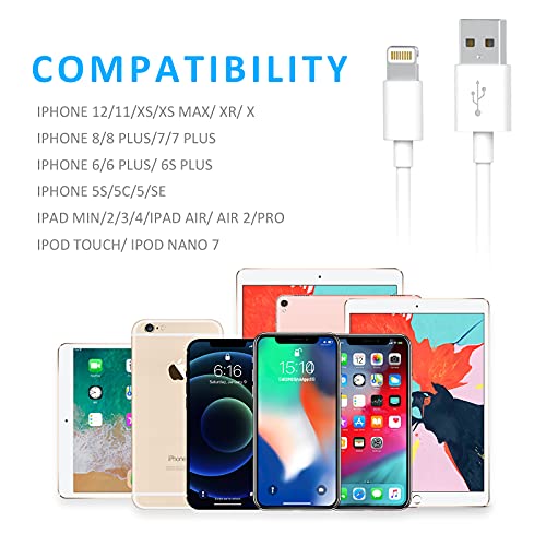 plmuzsz (Apple MFi Certified) iPhone Charger Cable, 3Pack Data Sync Charging Cords with 3Pack USB Wall Charger Travel Plug Adapter Compatible iPhone 12 Pro/11 Pro/Xs/XR/X/8/8Plus and More