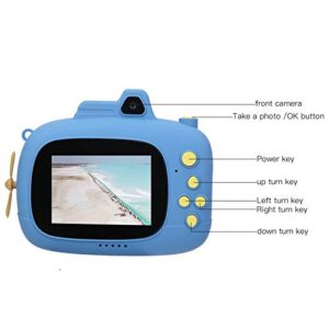 Jiawu Kids Camera, Video Camera Mini Front/Rear Dual Shot Digital 2.4inch Electronic Gift HD for Taking Photos for Recording Videos(Blue)