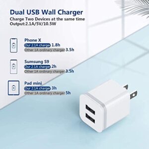 USB Wall Charger, LUOATIP 3-Pack 2.1A/5V Dual Port USB Cube Power Adapter Charger Plug Block Charging Box Brick for iPhone 13 12 11 Pro Max SE XS XR X 8 7 6 6S Plus, Samsung, LG, Moto, Android Phones