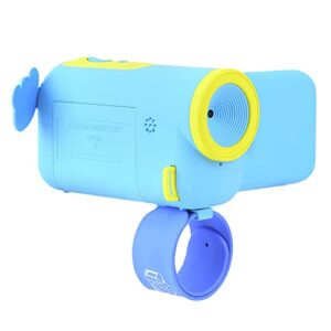 kids digital camera, practical cute and bright color kids hd camera diy cartoon stickers for children birthday gift(blue)
