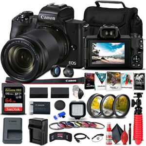 canon eos m50 mark ii mirrorless camera with ef-m 18-150mm is stm lens (4728c001) + 64gb card + color filter kit + filter kit + 2 x lpe12 battery + external charger + card reader + more (renewed)