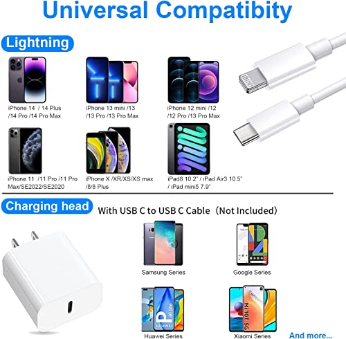 iPhone Charger Fast Charging [Apple MFi Certified], 2Pack 20W PD USB C Wall Charger Block with 6FT Type-C to Lightning Cables Compatible with iPhone 14/13/ 12/11/ XS/XR/X/ 8 / iPad