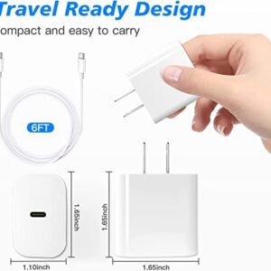 iPhone Charger Fast Charging [Apple MFi Certified], 2Pack 20W PD USB C Wall Charger Block with 6FT Type-C to Lightning Cables Compatible with iPhone 14/13/ 12/11/ XS/XR/X/ 8 / iPad