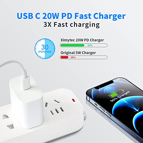 iPhone Charger Fast Charging [Apple MFi Certified], 2Pack 20W PD USB C Wall Charger Block with 6FT Type-C to Lightning Cables Compatible with iPhone 14/13/ 12/11/ XS/XR/X/ 8 / iPad