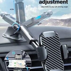 Phone Mount for Car [Strong Suction] Phone Holder Mount Hands-Free Universal Cell Phone Mounts for Dashboard/Windshield, 360° Rotation Extendable Mobile Car Holder for iPhone/Samsung/Oneplus