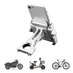 2022 vicelecus Motorcycle Phone Mount, Adjustable Anti Shake Metal Bike Phone Holder for iPhone 13 Plus Samsung Galaxy S21 S20 S10 GPS Silver