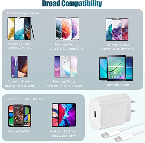 Type C Charger Fast Charging,25W USB C Wall Charger Super Fast Charging Block with 5FT Android Phone Charger Cable for Samsung Galaxy S23 Ultra/S23/S23+/S23 Ultra/S22/S22 Ultra/S21/S21 Ultra/S20 Ultra