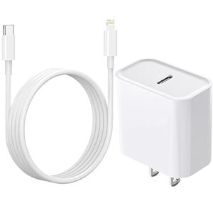iphone fast charger【apple mfi certified】 cell phone wall chargers iphone charging 20w pd adapter with 6ft type-c lightning cable compatible with iphone 14 13 12 11/xs max/xr/x and more