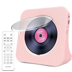 Greadio CD Player Portable with Bluetooth 5.0, HiFi Sound Speaker, CD Music Player with Remote Control, Dust Cover, FM Radio, LED Screen, Support AUX/USB, Headphone Jack for Home, Kids, Kpop, Gift