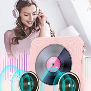 Greadio CD Player Portable with Bluetooth 5.0, HiFi Sound Speaker, CD Music Player with Remote Control, Dust Cover, FM Radio, LED Screen, Support AUX/USB, Headphone Jack for Home, Kids, Kpop, Gift