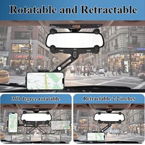 JDHDL Phone Mount for Car, Rear View Mirror Phone Holder, Rotatable and Retractable Car Phone Holder Mount Rearview Mirror Phone Holder for Car Compatible with iPhone Samsung All 4-7 Inch Cell Phones