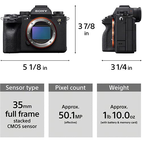 Sony Alpha 1 Full-Frame Mirrorless Camera Bundle with Extra Battery, Camera Backpack, Handy Case, Tripod, 2X 64GB Memory Card, Hand/Wrist Strap + More | Sony a1