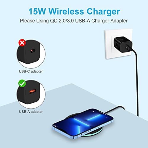 Wireless Charging Pad Station 15W Compatible iPhone Charger Wireless Samsung Phone Charger Galaxy S23 S22 S21 S20 Ultra S10 S9 S8 S7 S10e,Z Fold5/4,Z Flip4/5/3 Note 21 20 10 9 8 FE 7 6iPhone 14 13 12