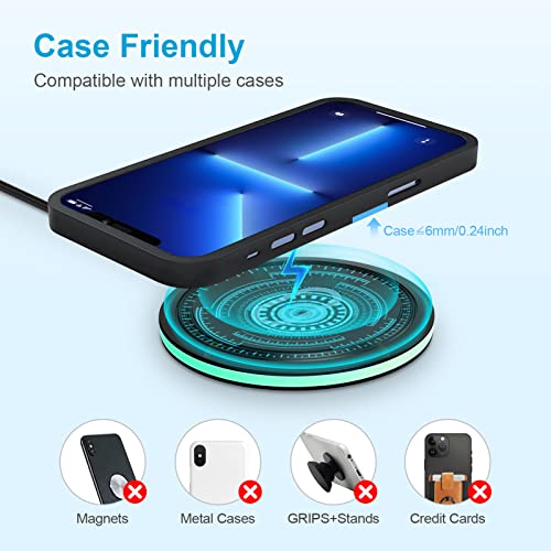 Wireless Charging Pad Station 15W Compatible iPhone Charger Wireless Samsung Phone Charger Galaxy S23 S22 S21 S20 Ultra S10 S9 S8 S7 S10e,Z Fold5/4,Z Flip4/5/3 Note 21 20 10 9 8 FE 7 6iPhone 14 13 12