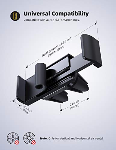 Lamicall Car Vent Phone Mount - Air Vent Clip Holder, Universal Stand Hands Free Cradle Compatible with Cell Phone 14 13 12 Mini 11 Pro Xs Max Xr X 8 7 6 6s Plus SE Smartphones Black