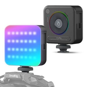 smallrig p108 rgb video light,portable led camera lights 360° full color photography lighting w 3 cold shoe, 2500mah rechargeable on-camera video light panel 2700k – 6500k for youtube, vlogging 4055