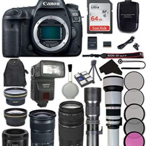Canon EOS 5D Mark IV Digital SLR Camera Bundle with Canon EF 24-105mm f/3.5-5.6 is STM Lens + Canon EF 75-300mm f/4-5.6 III Lens + Canon EF 50mm f/1.8 STM Lens + Accessory Kit (22 Items) (Renewed)