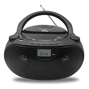 nextron portable bluetooth cd player boombox with am/fm radio, usb, aux and headphone jack, cd-r/rw and mp3 cds compatible, stereo system for home with dual speakers, ac/battery operated – black